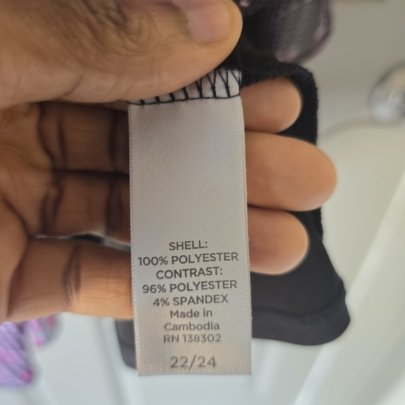 Avenue Sheer Pleated Blouse Tank Top Women 22/24 Plus Mixed Print Colorful Boho - Picture 8 of 10